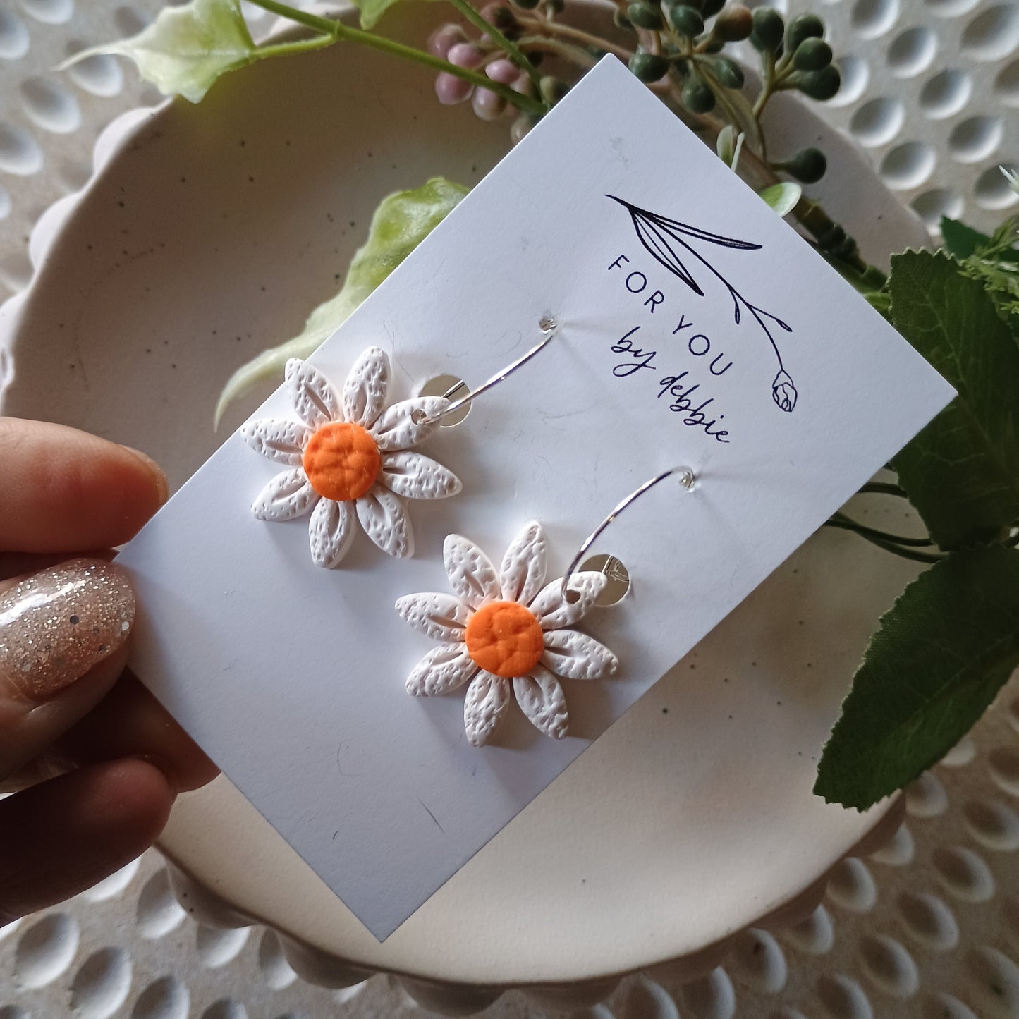 Sale Elle dangles - white and orange