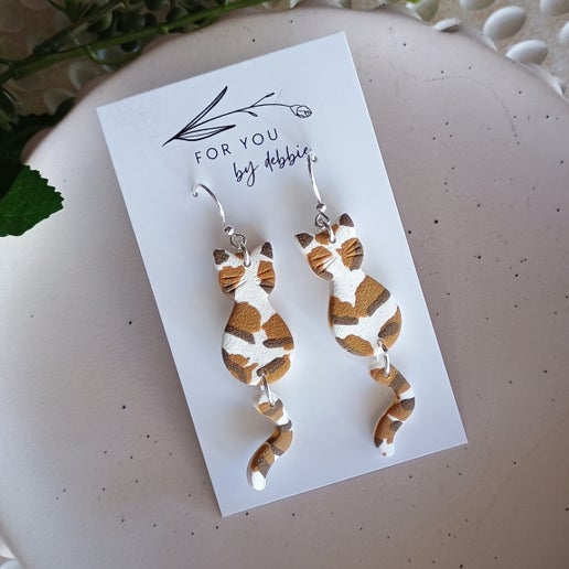 cat dangle earrings