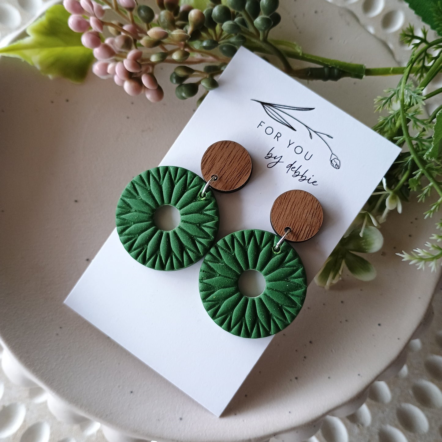 Kate dangles - Forest green and wood