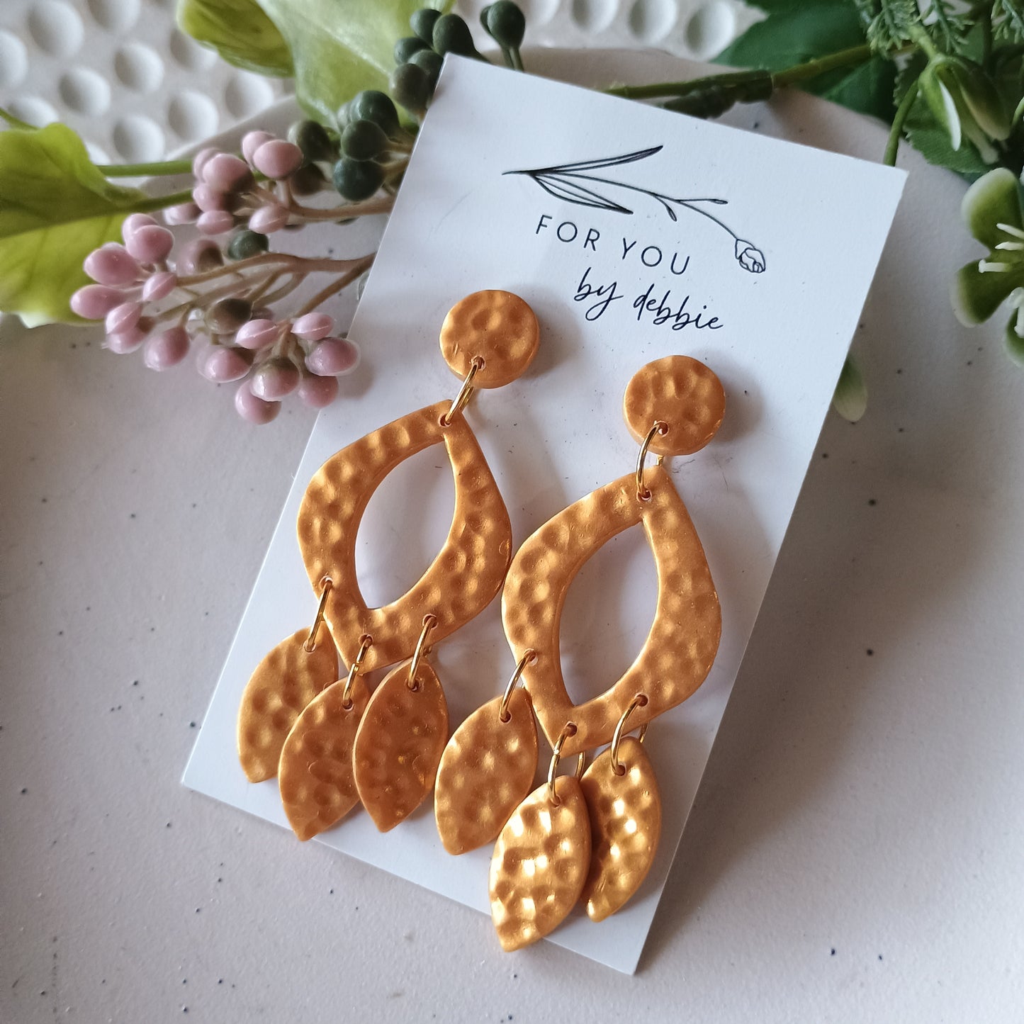Sale dangles- hammered gold 2