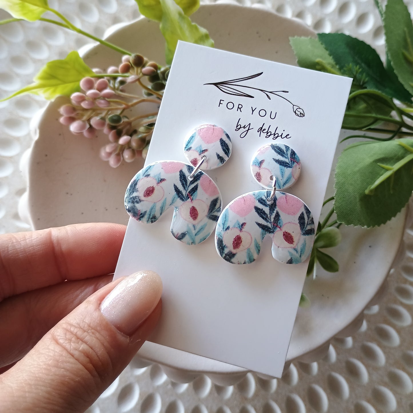 Lottie dangles -peach tree print