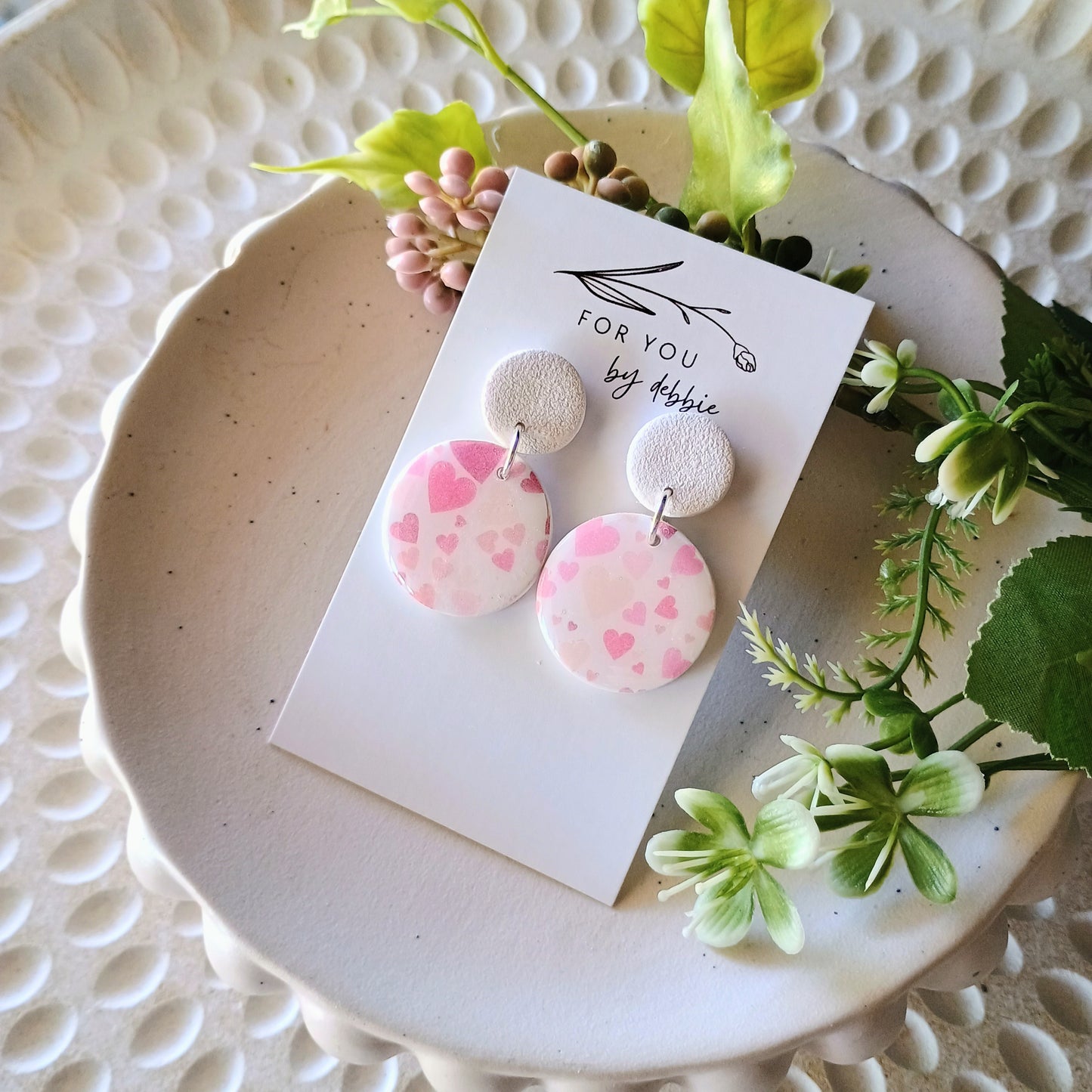 Bree dangles -white hearts