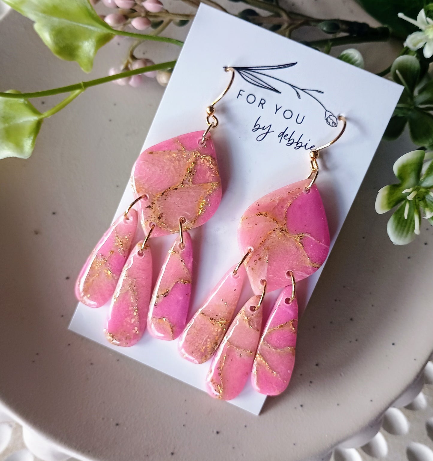 Samantha dangles - pink and gold