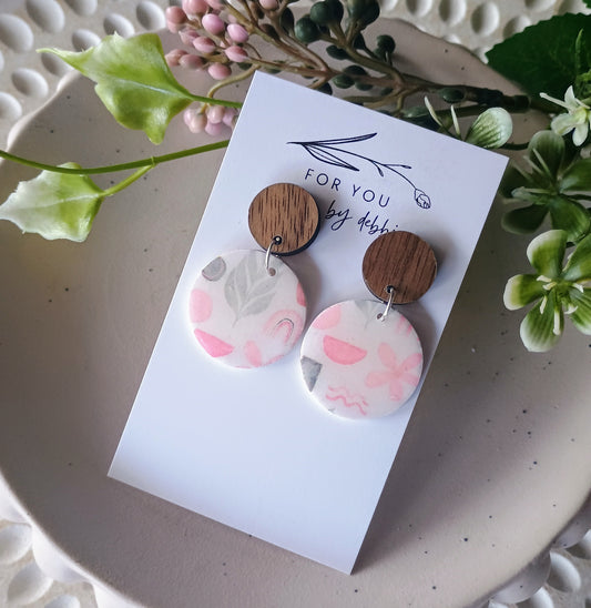 Bree dangles - watercolour print and wood