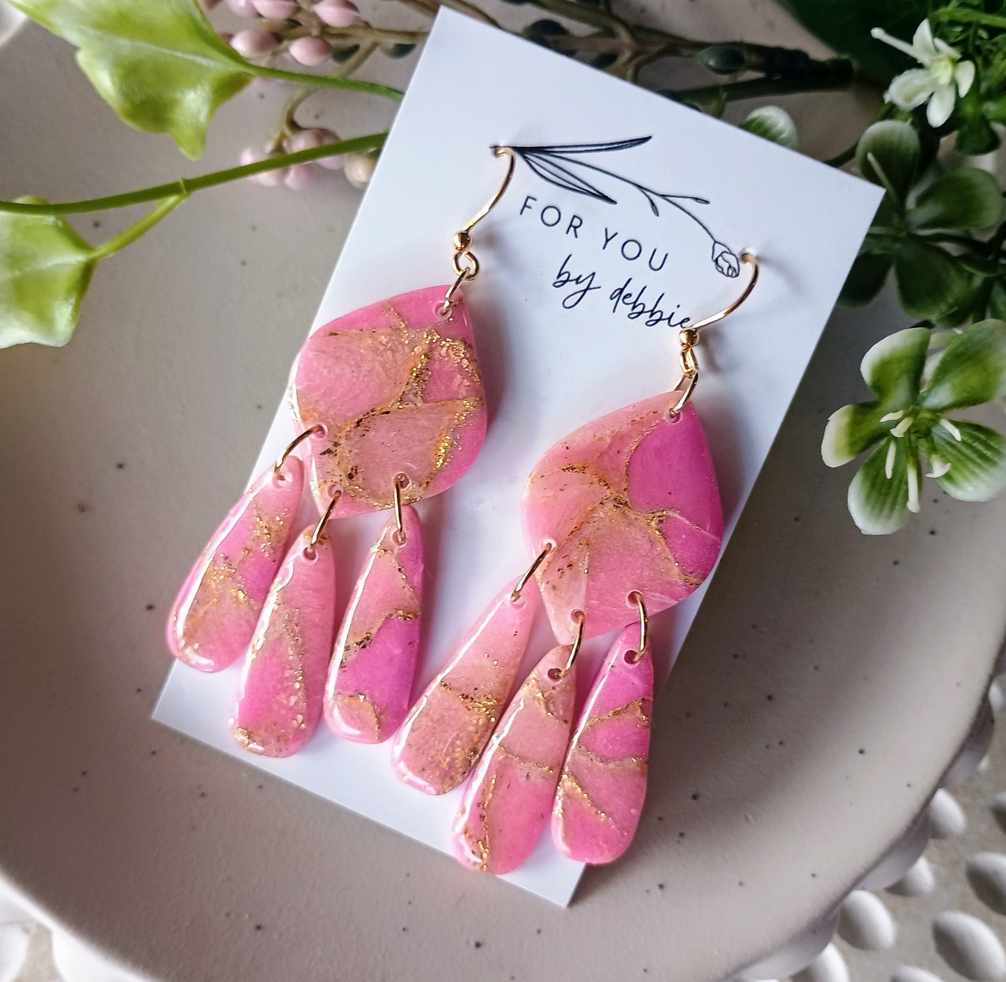 Samantha dangles - pink and gold