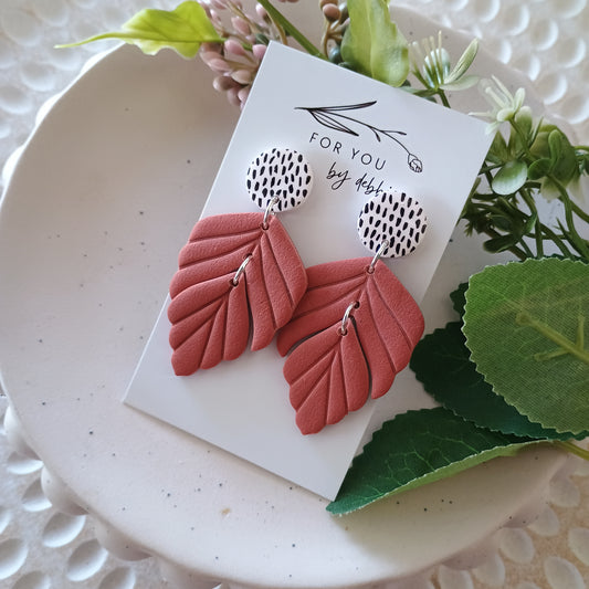 Farrah dangles - terracotta and dots polymer clay