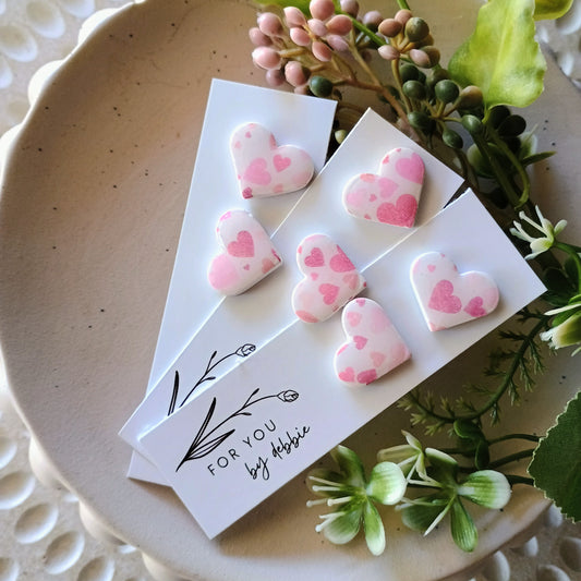 Heart studs - heart print