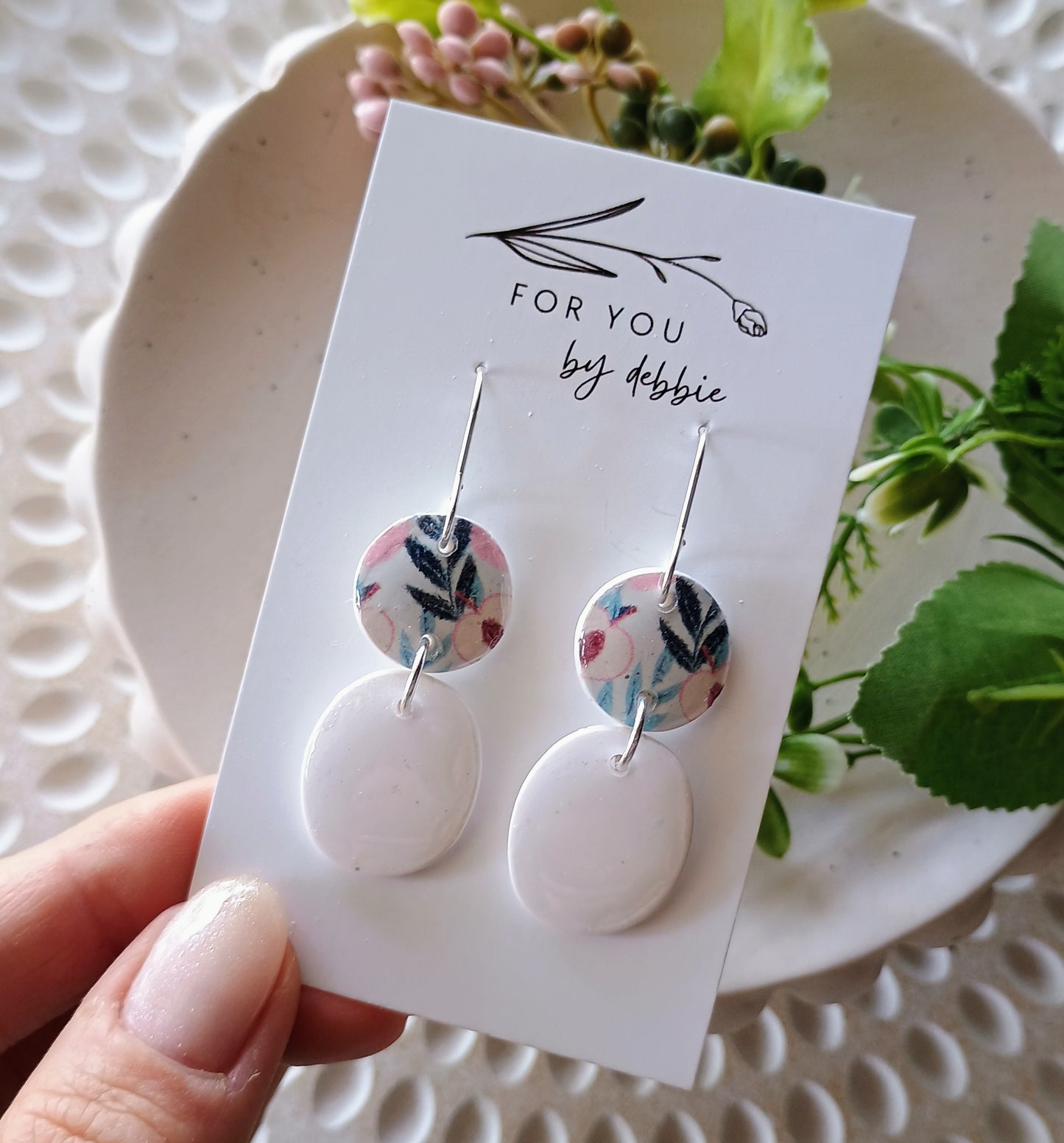 Lori dangles -peach tree print