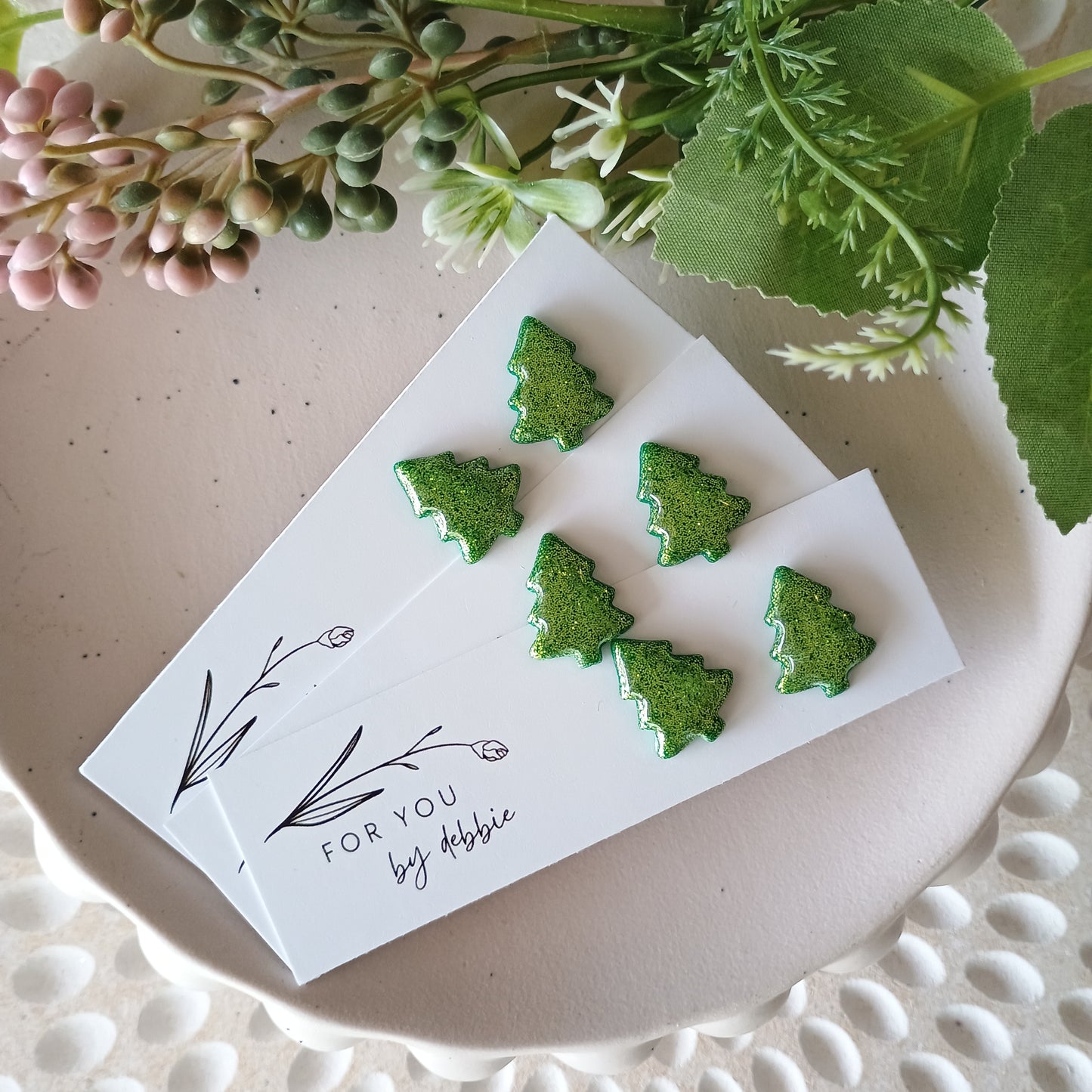 Christmas tree studs - glitter