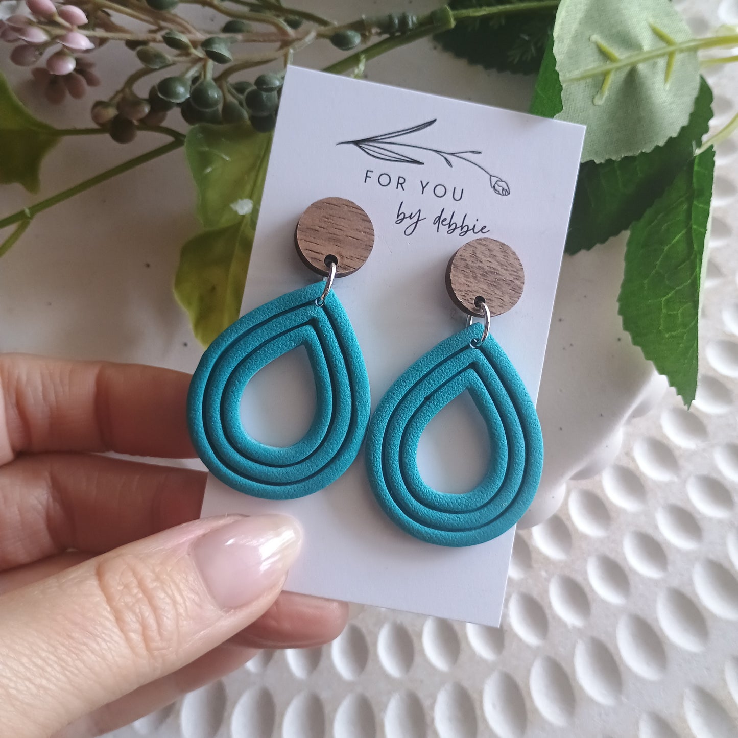 Emmy earrings- teal and wood