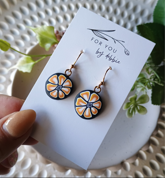 Beaded dangles- floral cane polymer clay charm bead