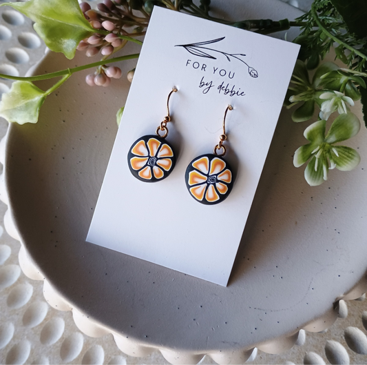Beaded dangles- floral cane polymer clay charm bead