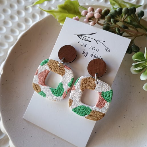 Tanya dangle- textured terrazzo wood