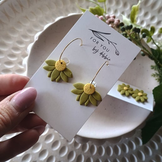 Posie hoops - green and yellow