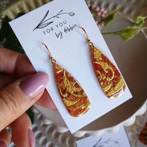 Cassie dangles- amber and gold