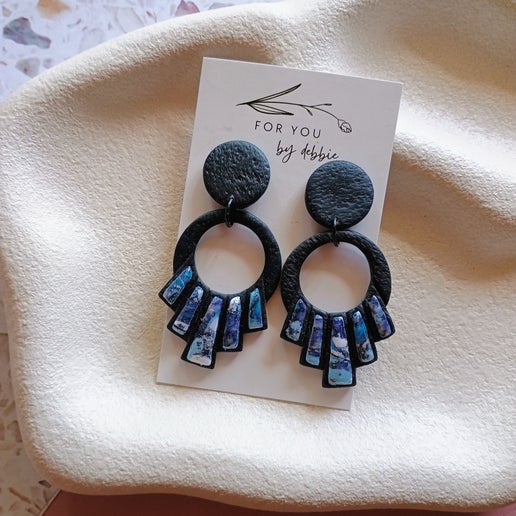 Claudia dangles- black faux stone