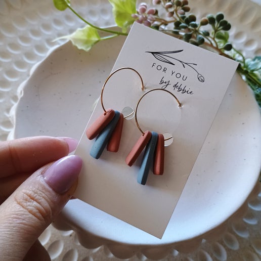 Sale Holly hoops - blue and terracotta