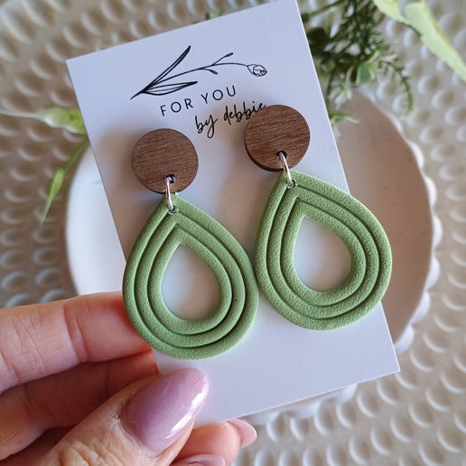 Emmy earrings- green and wood