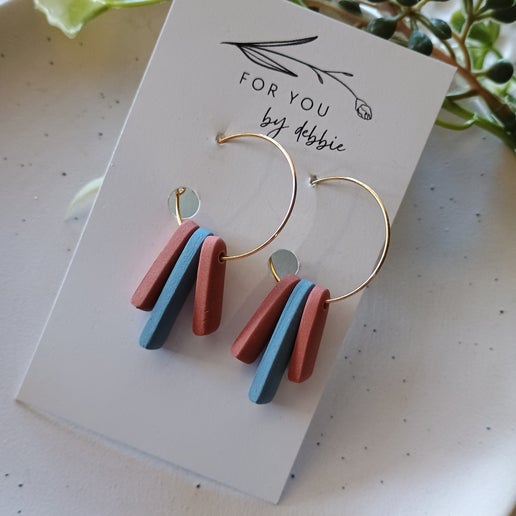 Sale Holly hoops - blue and terracotta