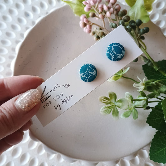 Medium studs -  teal and lemon resin