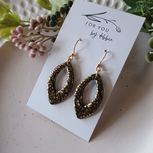 Sale dangles- black and crackle gold 2