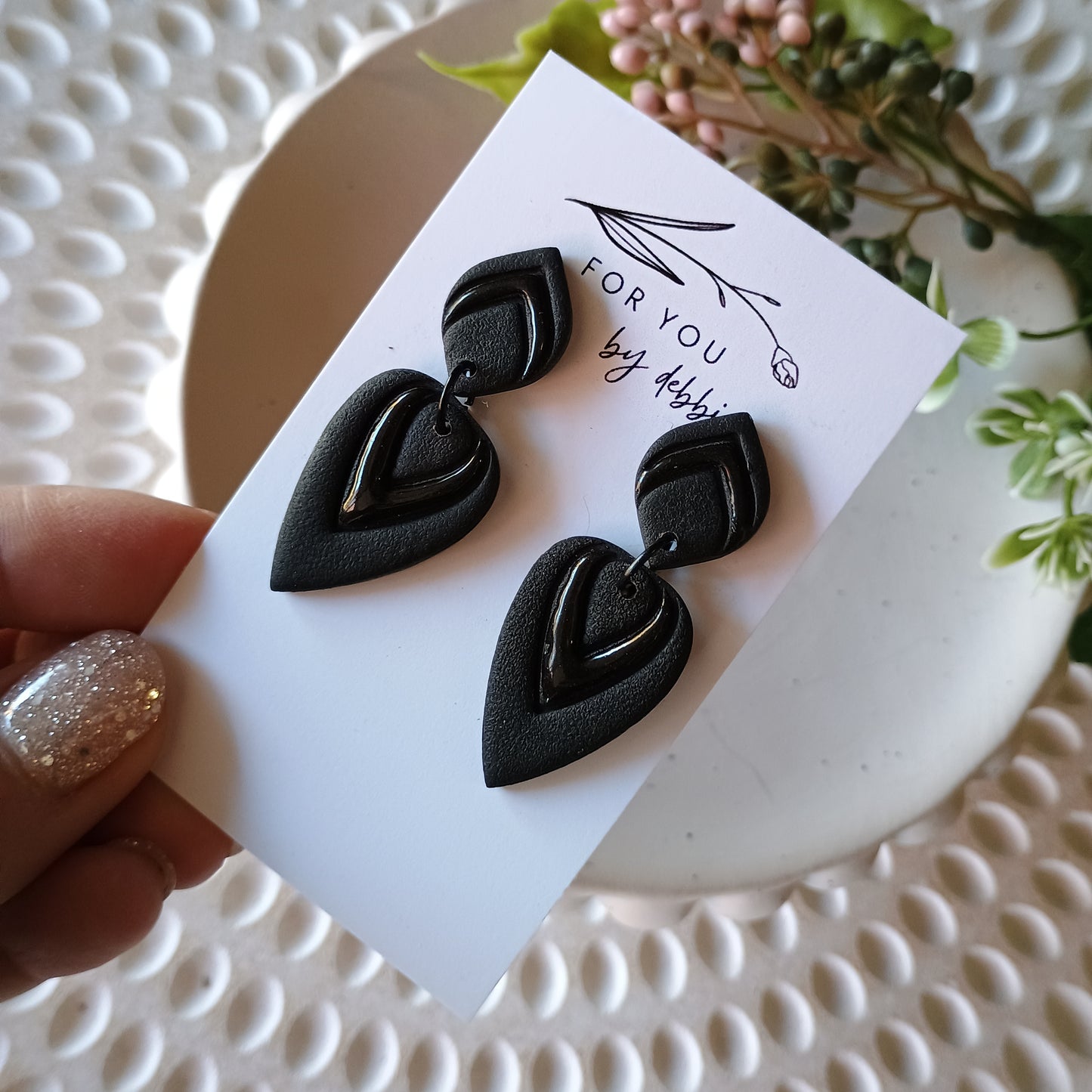Wendy dangles-  black and resin