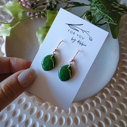 Tiffany dangles-  emerald green and gold