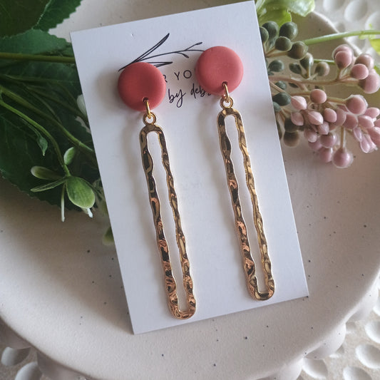 Gold charm dangles- red