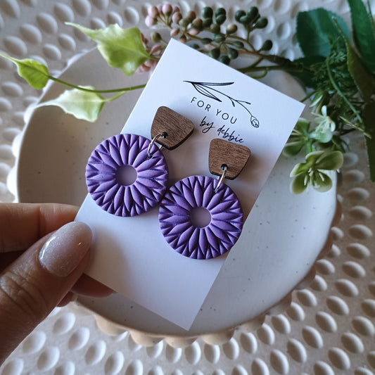Kate dangles - purple and wood