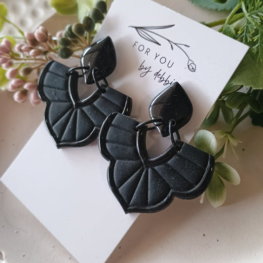 Sale dangles- black art deco fan