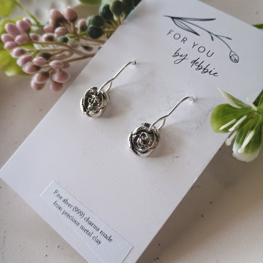 Precious metal clay dangles- rose