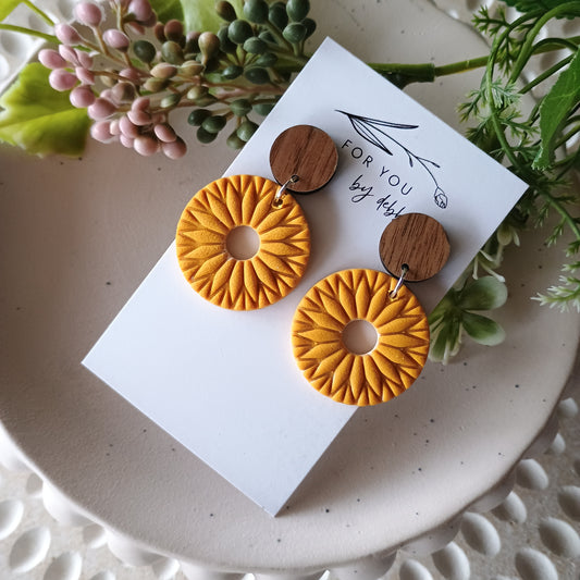 Kate dangles - mustard and wood