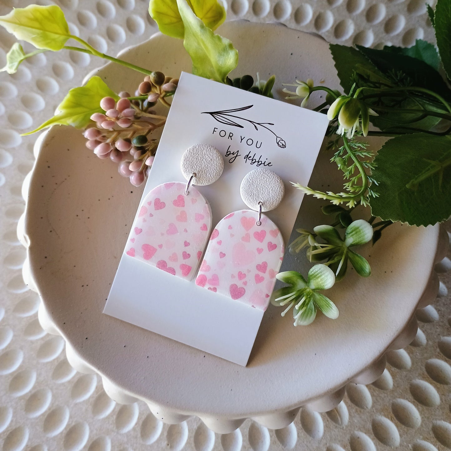 Danae dangles -white hearts