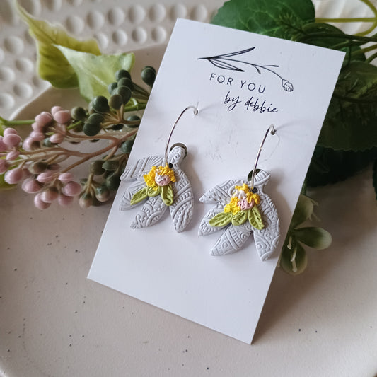 Sale dangles- wattle leaf hoops