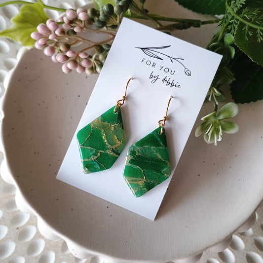 Marissa dangles- emerald green and gold