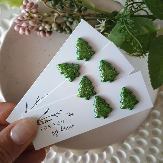 Christmas tree studs - glitter