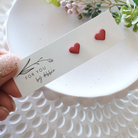 Mini heart studs - red velvet