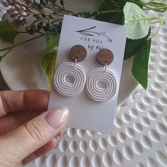 Shirley dangles- White and wood