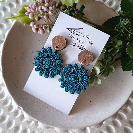 Mandy dangles- teal and wood