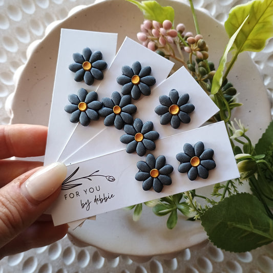 Flora studs - metallic blue and gold