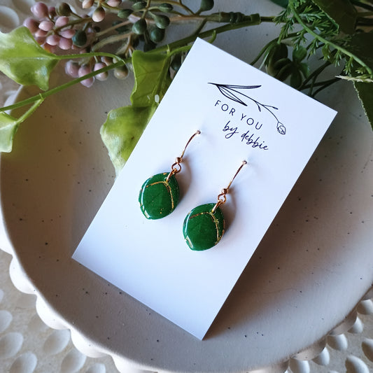 Tiffany dangles-  emerald green and gold