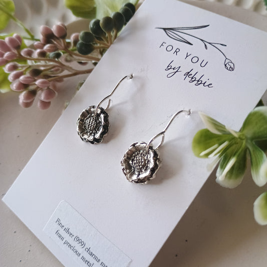 Precious metal clay dangles- flower
