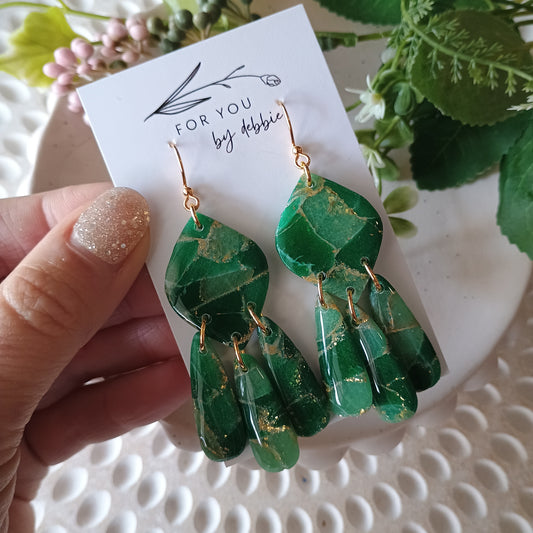 Samantha dangles - emerald green and gold