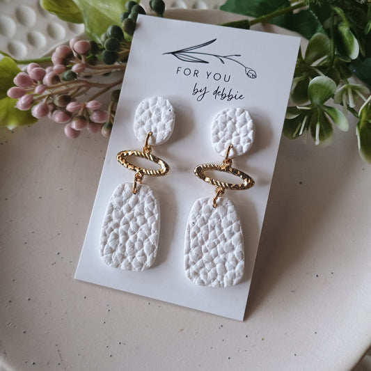 Sale Gina dangles -white faux leather