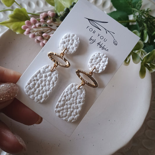 Sale Gina dangles -white faux leather