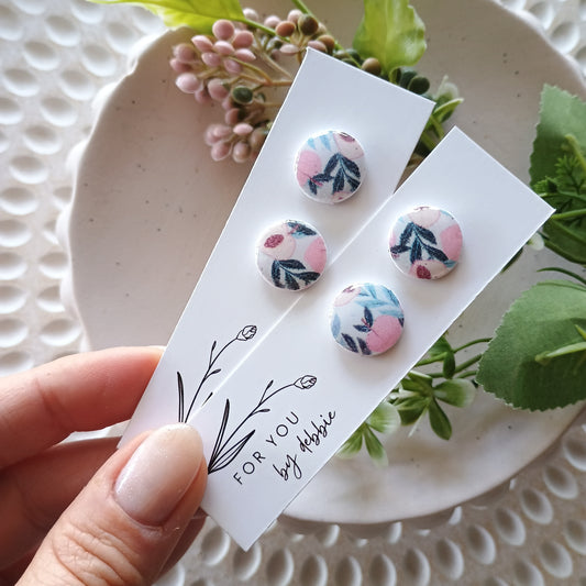 Circle studs - peach tree print