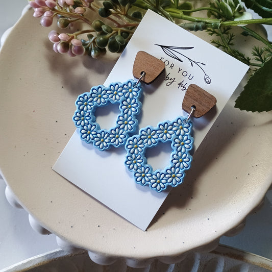 Donna dangles- blue and wood
