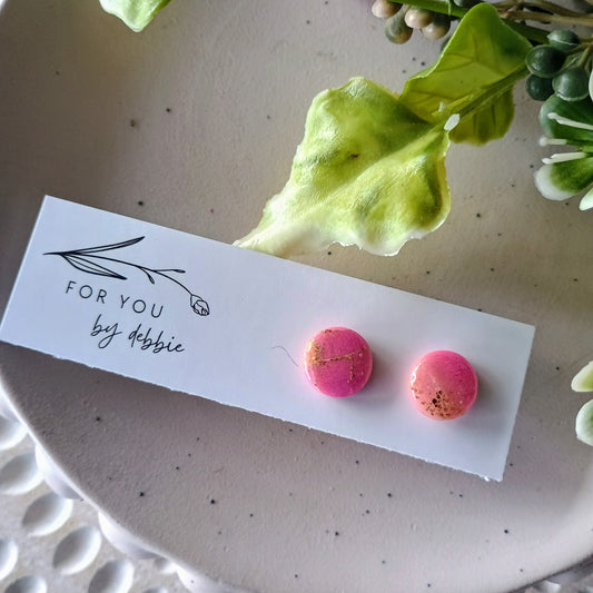 Medium studs - pink and gold