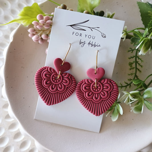 Missy dangles -Shiraz red heart