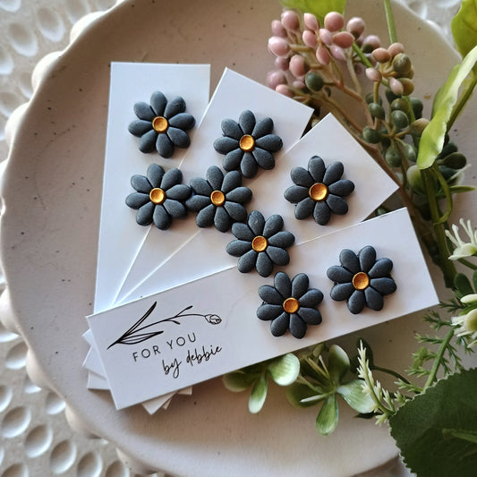 Flora studs - metallic blue and gold
